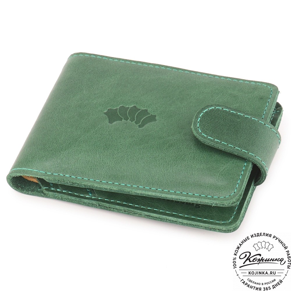  Кожаное портмоне Италия (зеленое) 